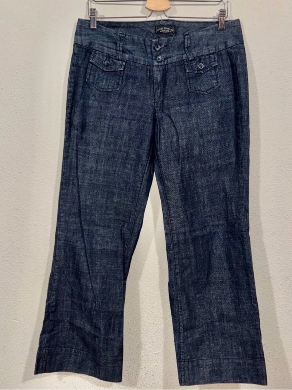 Vintage Lucky Brand Dungarees Manhattan Trouser Jeans Dark Wash Wide Leg 12
